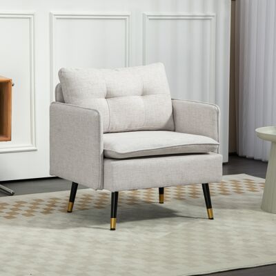 OEM Fauteuil De Salon Moderne, Revêtu De Lin, Avec Accoudoirs, Assise Rembourrée Et Pieds En Acier, 76 X 68 X 80 Cm, Couleur Crème. Publicité OEM Fauteuil De Salon Moderne, Revêtu De Lin, Avec Accoudoirs, Assise Rembourrée Et Pieds En Acier, 76 X 68 X 80 Cm, Couleur Crème. Publicité