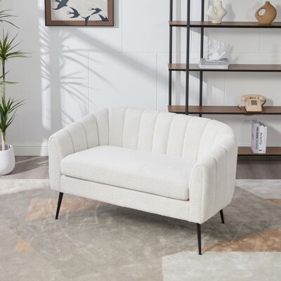 ALLAUVE Canapé 2 Places Moderne, Rembourrage Rainuré Brillant, Pieds Métalliques, Fauteuil D'Accent Ivoire Pour Salon, Chambre, Bureau, Petit Espace. Publicité ALLAUVE Canapé 2 Places Moderne, Rembourrage Rainuré Brillant, Pieds Métalliques, Fauteuil D'Accent Ivoire Pour Salon, Chambre, Bureau, Petit Espace. Publicité
