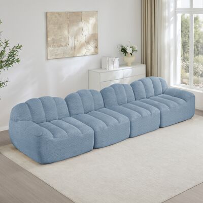ACKERMAN Canapé Modulaire 4 Places, Forme De Coquillage, Canapé Sans Ossature En Mousse Haute Densité 32d, Assise Profonde, Idéal Pour Salon, Tissu Doux, Bleu - Publicité ACKERMAN Canapé Modulaire 4 Places, Forme De Coquillage, Canapé Sans Ossature En Mousse Haute Densité 32d, Assise Profonde, Idéal Pour Salon, Tissu Doux, Bleu - Publicité