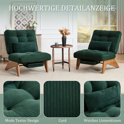 ALLAUVE Fauteuil Lounge Contemporain Vert Sapin En Velours Côtelé, Dossier Inclinable, Assise Sans Dossier, Avec Repose-jambes, Coussin Lombaire Et Piètement Bois, Idéal Pour Salon, Chambre, Bureau - Publicité ALLAUVE Fauteuil Lounge Contemporain Vert Sapin En Velours Côtelé, Dossier Inclinable, Assise Sans Dossier, Avec Repose-jambes, Coussin Lombaire Et Piètement Bois, Idéal Pour Salon, Chambre, Bureau - Publicité