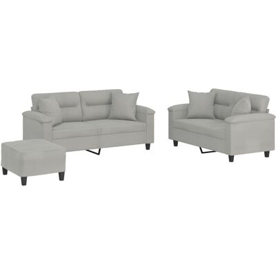 Maison Exclusive - Ensemble De Canapés 3 Pcs Coussins Gris Clair Tissu Microfibre - Publicité Maison Exclusive - Ensemble De Canapés 3 Pcs Coussins Gris Clair Tissu Microfibre - Publicité