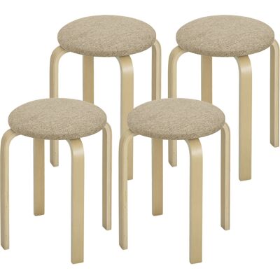 OEM Ensemble De 4 Tabourets Empilables Modernes, Tabourets Ronds Sans Dossier Avec Assise Rembourrée, 40 X 40 X 45 Cm, Kaki - Publicité OEM Ensemble De 4 Tabourets Empilables Modernes, Tabourets Ronds Sans Dossier Avec Assise Rembourrée, 40 X 40 X 45 Cm, Kaki - Publicité