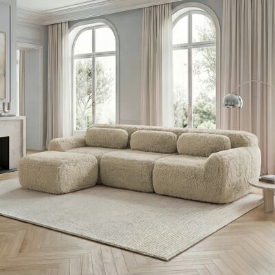 ACKERMAN Canapé Modulaire En L, Tissu Pelucheux, Canapé Profond Sans Cadre, Aucun Montage, Avec Coussins. Doux, Mousse À Haute Élasticité, Sol Antidérapant, Adapté Pour Salon, Chambre À Coucher, Kaki Clair - Publicité ACKERMAN Canapé Modulaire En L, Tissu Pelucheux, Canapé Profond Sans Cadre, Aucun Montage, Avec Coussins. Doux, Mousse À Haute Élasticité, Sol Antidérapant, Adapté Pour Salon, Chambre À Coucher, Kaki Clair - Publicité