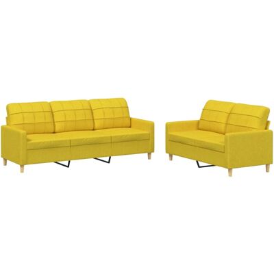 Maison Exclusive - Ensemble De Canapés 2 Pcs Avec Coussins Jaune Clair Tissu - Publicité Maison Exclusive - Ensemble De Canapés 2 Pcs Avec Coussins Jaune Clair Tissu - Publicité