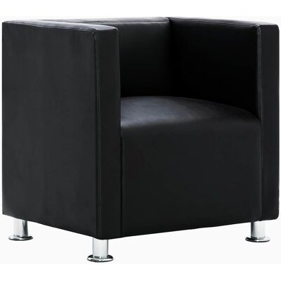Maison Exclusive - Fauteuil Cube Noir Similicuir - Publicité Maison Exclusive - Fauteuil Cube Noir Similicuir - Publicité