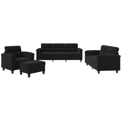 Maison Exclusive - Ensemble De Canapés 4 Pcs Avec Coussins Noir Tissu Microfibre - Publicité Maison Exclusive - Ensemble De Canapés 4 Pcs Avec Coussins Noir Tissu Microfibre - Publicité