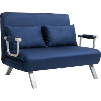ACKERMAN Canapé-lit 2 Places Avec Fonction De Couchage Et Dossier Réglable, Canapé Avec Coussins Jetés Aspect Velours, Canapé Rembourré Pour Salon Et Chambre À Coucher, Bleu - Publicité ACKERMAN Canapé-lit 2 Places Avec Fonction De Couchage Et Dossier Réglable, Canapé Avec Coussins Jetés Aspect Velours, Canapé Rembourré Pour Salon Et Chambre À Coucher, Bleu - Publicité