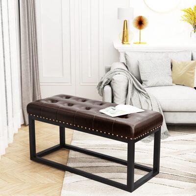 MIDUODUO Banc Vintage 36 Pouces En Simili Cuir Tufté,ossature Métallique Solide. Convient Pour Entrée,chambre,salon Et Pied De Lit,couleur Noire Classique. Publicité MIDUODUO Banc Vintage 36 Pouces En Simili Cuir Tufté,ossature Métallique Solide. Convient Pour Entrée,chambre,salon Et Pied De Lit,couleur Noire Classique. Publicité