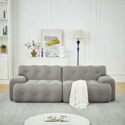 ABAISAN Canapé 2 Places 224 Cm – Design Nuage – Tissu 3d Maille – Accoudoirs Larges – Boutons Capitonnés – Sans Montage – Gris - Publicité ABAISAN Canapé 2 Places 224 Cm – Design Nuage – Tissu 3d Maille – Accoudoirs Larges – Boutons Capitonnés – Sans Montage – Gris - Publicité