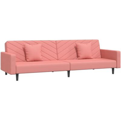 DESIGN IN Canapé Sofa-lit À 2 Places Avec Deux Oreillers Rose Velours - Publicité DESIGN IN Canapé Sofa-lit À 2 Places Avec Deux Oreillers Rose Velours - Publicité