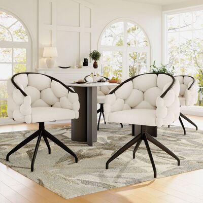 ACKERMAN Ensemble De 4 Chaises De Luxe Pivotantes À 360°, Idéales Pour Le Salon, La Salle À Manger Ou Le Maquillage. Style Moderne Et Élégant. Chaises Ergonomiques Avec Dossier, Couleur Beige. Publicité ACKERMAN Ensemble De 4 Chaises De Luxe Pivotantes À 360°, Idéales Pour Le Salon, La Salle À Manger Ou Le Maquillage. Style Moderne Et Élégant. Chaises Ergonomiques Avec Dossier, Couleur Beige. Publicité