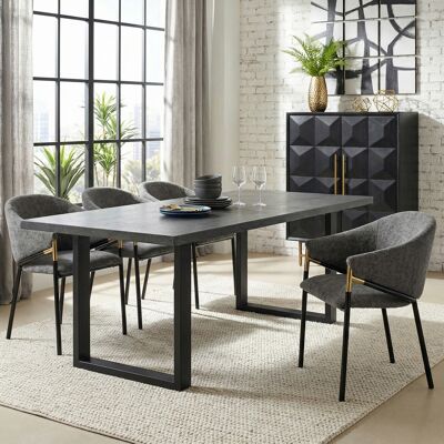 ALLAUVE Lot De 4 Fauteuils De Salle À Manger Gris, Style Contemporain En Tissu Chenille Respirant, Avec Accoudoirs En Acier Inoxydable Doré. Confortables Pour Salon, Café Ou Cuisine. Publicité ALLAUVE Lot De 4 Fauteuils De Salle À Manger Gris, Style Contemporain En Tissu Chenille Respirant, Avec Accoudoirs En Acier Inoxydable Doré. Confortables Pour Salon, Café Ou Cuisine. Publicité
