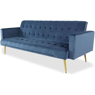 MENZZO Canapé Convertible Clic-clac Justy Velours Bleu - Publicité MENZZO Canapé Convertible Clic-clac Justy Velours Bleu - Publicité