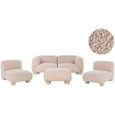BELIANI Ensemble De Salon En Bouclé 4 Places Avec Pouf Modulaire Profil Bas Dossier Incurvé Beige Mjalbi - Publicité BELIANI Ensemble De Salon En Bouclé 4 Places Avec Pouf Modulaire Profil Bas Dossier Incurvé Beige Mjalbi - Publicité