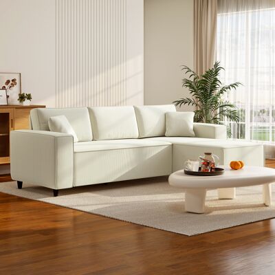 OEM Canapé D'Angle Réversible 3 Places Moderne - Coussins Inclus, Tissu Velours Côtelé, Crème - Publicité OEM Canapé D'Angle Réversible 3 Places Moderne - Coussins Inclus, Tissu Velours Côtelé, Crème - Publicité