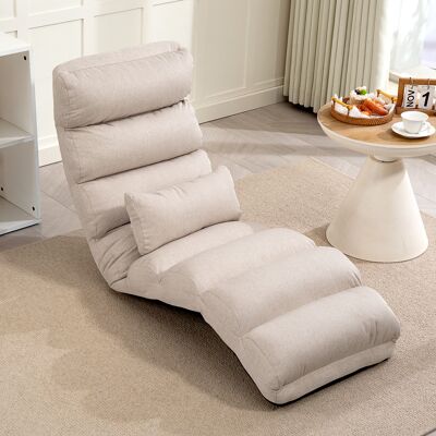 OEM Chauffeuse 1 Place Fauteuil Convertible - Dossier & Appui-tête Réglables 5 Positions, 58x119x78cm, Beige - Publicité OEM Chauffeuse 1 Place Fauteuil Convertible - Dossier & Appui-tête Réglables 5 Positions, 58x119x78cm, Beige - Publicité