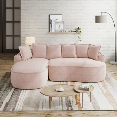 DEVOKO Canapé Nuage L En Tissu Chenille Sans Cadre Siège Extra Profond. Accoudoirs Larges Avec Coussins Inclus Sans Assemblage, Rose - Publicité DEVOKO Canapé Nuage L En Tissu Chenille Sans Cadre Siège Extra Profond. Accoudoirs Larges Avec Coussins Inclus Sans Assemblage, Rose - Publicité