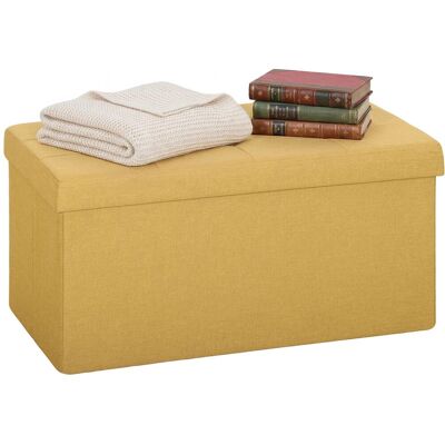 OEM Pouf De Rangement, Banc De Rangement Pliable 84 L 76 X 38 X 38 Cm, Revêtement En Lin Synthétique Jaune - Publicité OEM Pouf De Rangement, Banc De Rangement Pliable 84 L 76 X 38 X 38 Cm, Revêtement En Lin Synthétique Jaune - Publicité