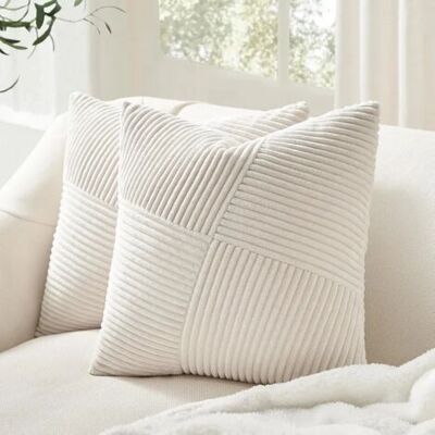 OEM Royaluxe-lot De 2 Housse Coussin, 40x40 Cm, Crème Blanc En Velours Côtelé Super Doux - Publicité OEM Royaluxe-lot De 2 Housse Coussin, 40x40 Cm, Crème Blanc En Velours Côtelé Super Doux - Publicité