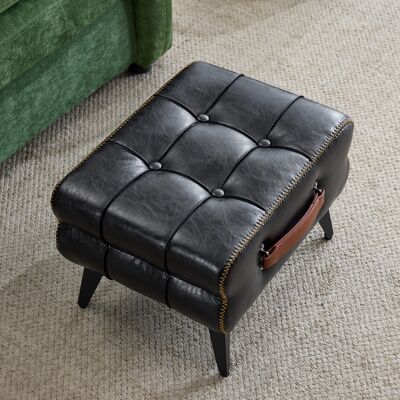 MIDUODUO Repose-pieds Cuir Noir Pieds Métalliques,usage Polyvalent. Tabouret Simple Adapté À La Décoration Salon Et Chambre. Publicité MIDUODUO Repose-pieds Cuir Noir Pieds Métalliques,usage Polyvalent. Tabouret Simple Adapté À La Décoration Salon Et Chambre. Publicité