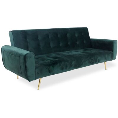 MENZZO Canapé Convertible Clic-clac Scandinave Slovénie Velours Vert - Publicité MENZZO Canapé Convertible Clic-clac Scandinave Slovénie Velours Vert - Publicité