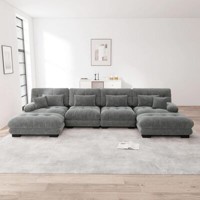 OEM Canapé D'Angle Modulable, Ensemble De Canapés En Forme De U, Adapté Au Salon, Canapé Nuage Quatre Places Confortable Avec Pouf Amovible, Combinable À Faire Soi-même, Tissu Chenille, Gris. Publicité OEM Canapé D'Angle Modulable, Ensemble De Canapés En Forme De U, Adapté Au Salon, Canapé Nuage Quatre Places Confortable Avec Pouf Amovible, Combinable À Faire Soi-même, Tissu Chenille, Gris. Publicité