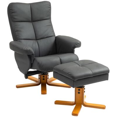 OEM Fauteuil Inclinable Avec Repose-pieds, Dossier Inclinable À 145°, Pivotant À 360°, Similicuir, Gris Foncé - Publicité OEM Fauteuil Inclinable Avec Repose-pieds, Dossier Inclinable À 145°, Pivotant À 360°, Similicuir, Gris Foncé - Publicité