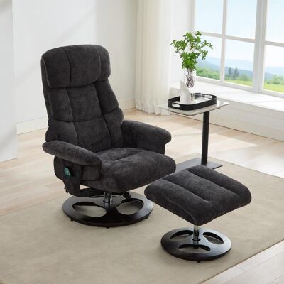OEM 025 Fauteuil Inclinable Confortable Avec Fonction Massage Et Chauffage, Fonction Inclinable Et Repose-pieds, Pivotant À 360°, Tissu Chenille Gris Foncé. Publicité OEM 025 Fauteuil Inclinable Confortable Avec Fonction Massage Et Chauffage, Fonction Inclinable Et Repose-pieds, Pivotant À 360°, Tissu Chenille Gris Foncé. Publicité