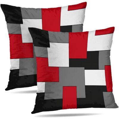 OEM Ensemble De Housses De Coussins Décoratifs À Motif Géométrique Moderne, 50 X 50 Cm, Motif D'Art Abstrait Rouge/noir/gris, Convient Pour Une Utilisation Dans La Chambre Et Sur Le Canapé - Compatible Av - Publicité OEM Ensemble De Housses De Coussins Décoratifs À Motif Géométrique Moderne, 50 X 50 Cm, Motif D'Art Abstrait Rouge/noir/gris, Convient Pour Une Utilisation Dans La Chambre Et Sur Le Canapé - Compatible Av - Publicité