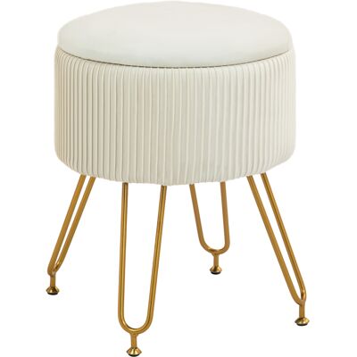 DEVOKO Pouf Rangement 2-en-1 Blanc Crème Pieds Métalliques Repose-pieds Rond Salon Couloir - Publicité DEVOKO Pouf Rangement 2-en-1 Blanc Crème Pieds Métalliques Repose-pieds Rond Salon Couloir - Publicité