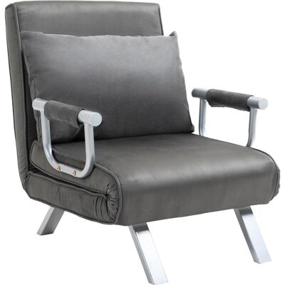 OEM Canapé-lit 3 En 1 Avec Dossier Inclinable 5 Positions Et Coussin, Canapé-lit Pliant Pour Salon Et Séjour, En Cuir Suédé Et Métal, 65 X 69 X 80 Cm, Gris - Publicité OEM Canapé-lit 3 En 1 Avec Dossier Inclinable 5 Positions Et Coussin, Canapé-lit Pliant Pour Salon Et Séjour, En Cuir Suédé Et Métal, 65 X 69 X 80 Cm, Gris - Publicité