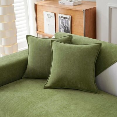 OEM 2pcs Housses De Coussin Green 18x18 Pouces 45x45 Cm Ensemble Housses De Coussin En Chenille Avec Un Design Élégant Coussins Décoratifs Doux Et Luxueux Pour Canapé, Lit Et Décoration Intérieure - Publicité OEM 2pcs Housses De Coussin Green 18x18 Pouces 45x45 Cm Ensemble Housses De Coussin En Chenille Avec Un Design Élégant Coussins Décoratifs Doux Et Luxueux Pour Canapé, Lit Et Décoration Intérieure - Publicité