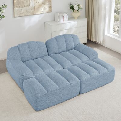 ACKERMAN Canapé Modulaire 2 Places Avec 2 Poufs, Canapé Sans Ossature En Mousse Haute Densité 32d, Pour Salon Et Appartement, Design Antidérapant, Tissu Doux, Bleu - Publicité ACKERMAN Canapé Modulaire 2 Places Avec 2 Poufs, Canapé Sans Ossature En Mousse Haute Densité 32d, Pour Salon Et Appartement, Design Antidérapant, Tissu Doux, Bleu - Publicité