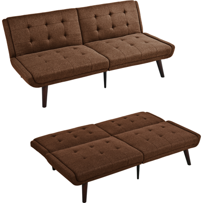 ACKERMAN Canapé-lit Futon Pliable, Canapé-lit 146 Cm Avec Dossier Réglable 5 Positions, Loveseat Moderne Pour Petits Espaces, Lit D'Ami Et Salon, Marron - Publicité ACKERMAN Canapé-lit Futon Pliable, Canapé-lit 146 Cm Avec Dossier Réglable 5 Positions, Loveseat Moderne Pour Petits Espaces, Lit D'Ami Et Salon, Marron - Publicité