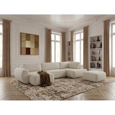 Bobochic - Canapé Panoramique Convertible Coffre Denise Tissu Texturé Avec Pouf Angle Gauche Blanc - Publicité Bobochic - Canapé Panoramique Convertible Coffre Denise Tissu Texturé Avec Pouf Angle Gauche Blanc - Publicité