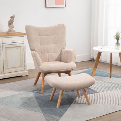 OKWISH Fauteuil Relax Avec Repose-pieds En Velours Côtelé Beige - Publicité OKWISH Fauteuil Relax Avec Repose-pieds En Velours Côtelé Beige - Publicité