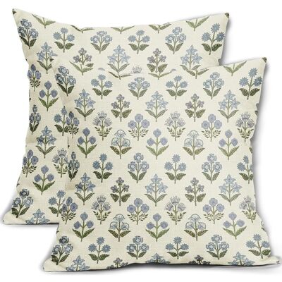 Vision Lot De 2 Housses De Coussin Bleu Vert Block Print 45 X 45 Cm, Style Floral Printanier Vintage, Style Bohème, Décoration Rustique, Idéal Pour Un Canapé Ou Un Lit. Publicité Vision Lot De 2 Housses De Coussin Bleu Vert Block Print 45 X 45 Cm, Style Floral Printanier Vintage, Style Bohème, Décoration Rustique, Idéal Pour Un Canapé Ou Un Lit. Publicité
