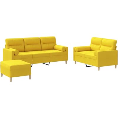 Maison Exclusive - Ensemble De Canapés 3 Pcs Avec Coussins Jaune Clair Tissu - Publicité Maison Exclusive - Ensemble De Canapés 3 Pcs Avec Coussins Jaune Clair Tissu - Publicité