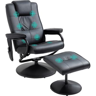 ARRIGONI Fauteuil De Massage Et Relaxation Électrique Pivotant Inclinable Avec Repose-pied Revêtement Synthétique Noir - Publicité ARRIGONI Fauteuil De Massage Et Relaxation Électrique Pivotant Inclinable Avec Repose-pied Revêtement Synthétique Noir - Publicité