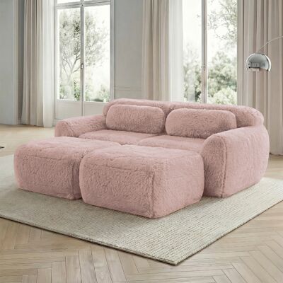 ACKERMAN Canapés Cloud Sans Ossature, Tissu Pelucheux Doux, Canapé-lit Modulaire Avec 2 Poufs, Canapés 2 Places, Sans Montage, Canapé Confortable Pour Salon, Rose - Publicité ACKERMAN Canapés Cloud Sans Ossature, Tissu Pelucheux Doux, Canapé-lit Modulaire Avec 2 Poufs, Canapés 2 Places, Sans Montage, Canapé Confortable Pour Salon, Rose - Publicité