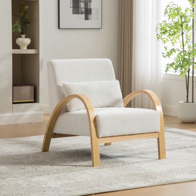 OEM Fauteuil Lounge Scandinave En Tissu Chiné Doux, Structure En Bois Massif Résistant — Idéal Pour Salon Ou Chambre À Coucher, Couleur Ivoire - Publicité OEM Fauteuil Lounge Scandinave En Tissu Chiné Doux, Structure En Bois Massif Résistant — Idéal Pour Salon Ou Chambre À Coucher, Couleur Ivoire - Publicité