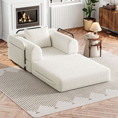 ACKERMAN Canapé-lit 2 En 1 En Chenille Avec Compartiment De Rangement Dans L'Accoudoir, Trois Cadres Métalliques Et De Multiples Options De Configuration. Publicité ACKERMAN Canapé-lit 2 En 1 En Chenille Avec Compartiment De Rangement Dans L'Accoudoir, Trois Cadres Métalliques Et De Multiples Options De Configuration. Publicité