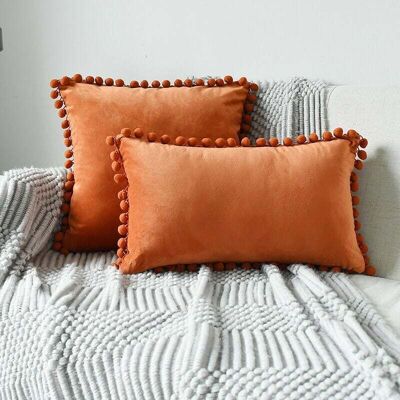PENY Housse De Coussin 3050 Blanc Decoration Chambre Fille Lot De 2 Coussins Et Accessoires Decoratifs Pour Canapé Design Double Face De Couleur Uni En Velours - Orange A - Publicité PENY Housse De Coussin 3050 Blanc Decoration Chambre Fille Lot De 2 Coussins Et Accessoires Decoratifs Pour Canapé Design Double Face De Couleur Uni En Velours - Orange A - Publicité