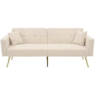 OEM Canapé-lit Inclinable, Pieds Dorés, Avec Coussins Et Poches De Rangement Latérales - Publicité OEM Canapé-lit Inclinable, Pieds Dorés, Avec Coussins Et Poches De Rangement Latérales - Publicité