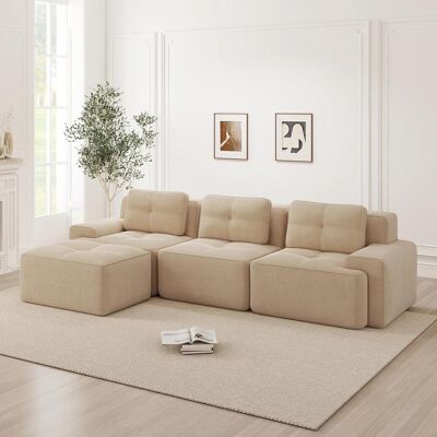 OEM Canapé D'Angle Modulable Cloud Sans Structure, Canapé Modulable Avec Pouf, Canapé Cloud Modulable, Canapé Cloud 3 Places En Velours Côtelé Pour Salon, Canapé Sans Montage, Beige - Publicité OEM Canapé D'Angle Modulable Cloud Sans Structure, Canapé Modulable Avec Pouf, Canapé Cloud Modulable, Canapé Cloud 3 Places En Velours Côtelé Pour Salon, Canapé Sans Montage, Beige - Publicité