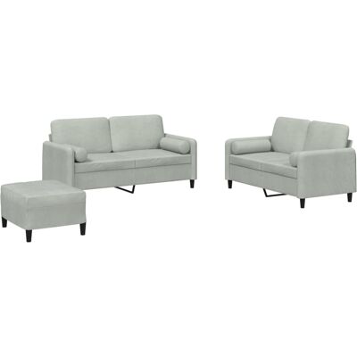 Maison Exclusive - Ensemble De Canapés 3 Pcs Avec Coussins Gris Clair Velours - Publicité Maison Exclusive - Ensemble De Canapés 3 Pcs Avec Coussins Gris Clair Velours - Publicité