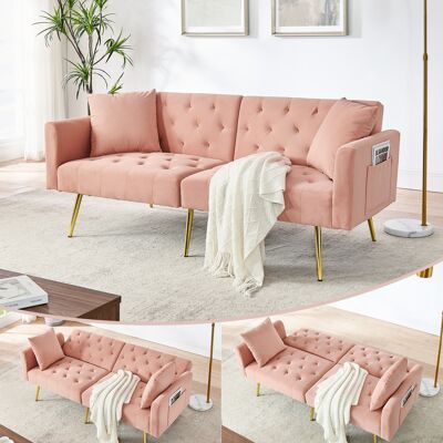 VIVACASA Canapé 2 Places Velours Moderne Dossier Réglable 3 Positions, 2 Coussins, Pieds Métal, Canapé Confortable Petit Salon Appartement Rose 90x - Publicité VIVACASA Canapé 2 Places Velours Moderne Dossier Réglable 3 Positions, 2 Coussins, Pieds Métal, Canapé Confortable Petit Salon Appartement Rose 90x - Publicité
