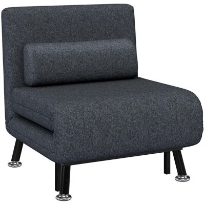 OEM Canapé-lit 3 En 1 Avec Dossier Et Coussin Réglables, En Tissu Effet Lin Et Acier, Gris Foncé - Publicité OEM Canapé-lit 3 En 1 Avec Dossier Et Coussin Réglables, En Tissu Effet Lin Et Acier, Gris Foncé - Publicité