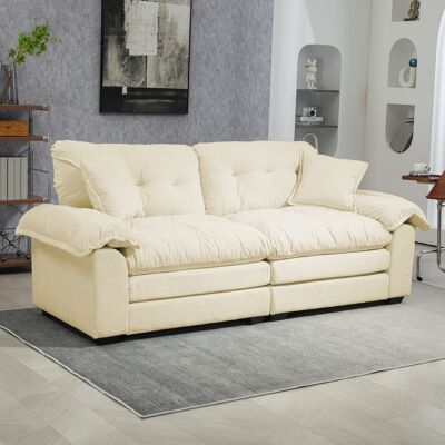 DEVOKO Canapé Chenille 213 Cm, Coussins Double Couche (mousse Mémoire+ressorts), 2 Places Pour Petits Salons, Appartements, Bureaux Naturel - Publicité DEVOKO Canapé Chenille 213 Cm, Coussins Double Couche (mousse Mémoire+ressorts), 2 Places Pour Petits Salons, Appartements, Bureaux Naturel - Publicité