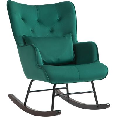 DEVOKO Fauteuil Berçant Velours Dossier Haut Coussin Accoudoirs Confort Salon Chambre, Vert - Publicité DEVOKO Fauteuil Berçant Velours Dossier Haut Coussin Accoudoirs Confort Salon Chambre, Vert - Publicité